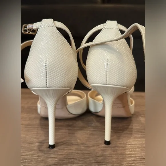 JIMMY CHOO EMSY 85MM CHEVRON EMBOSSED PATENT SANDAL HEELS  Size 37/7 - Picture 3 of 9